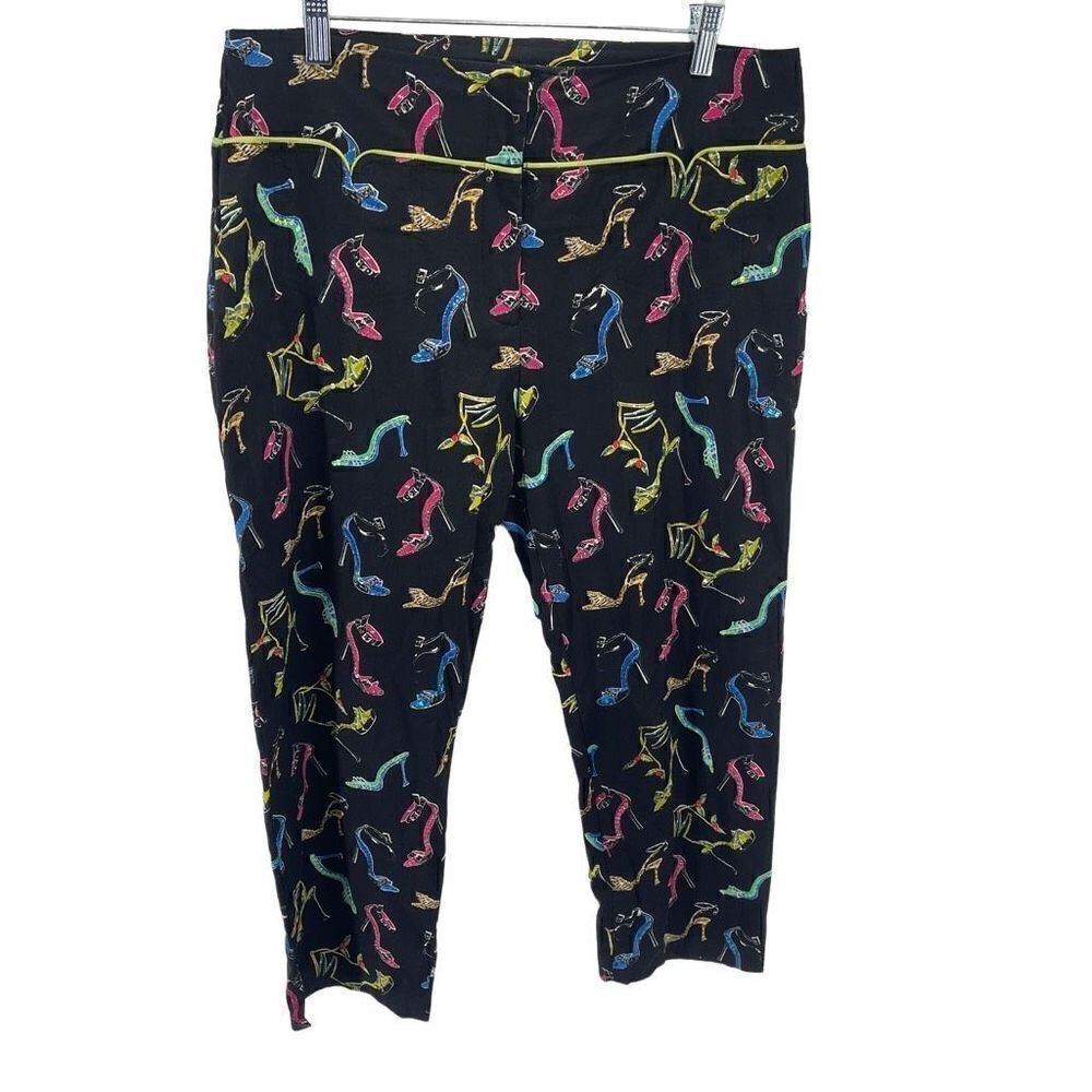 Vanity Collection Womens Capri Pants Multicolor Shoes Heels Print Black Large